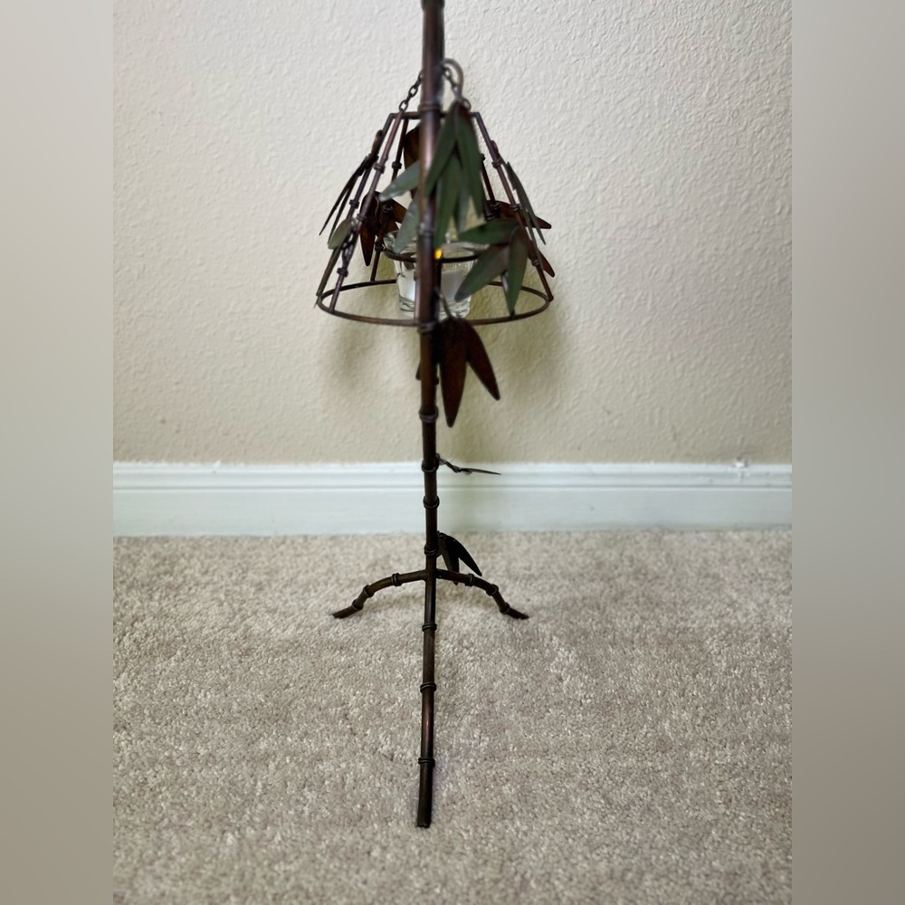 Vintage Metal Bamboo Tree Lantern Candle Holder Tropical Beach Vibe Rustic - Picture 5 of 10